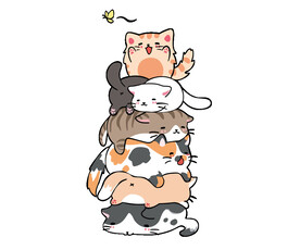 卡通蝴蝶叠叠猫