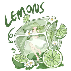 卡通冰柠檬女孩