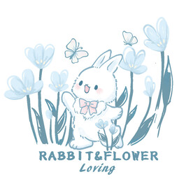 卡通草丛兔子图案设计