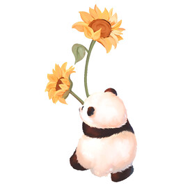 卡通向日葵熊图案