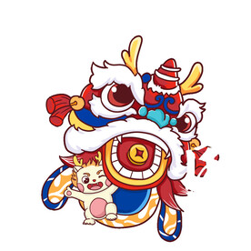 卡通中国狮子图案