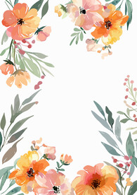 水彩花框