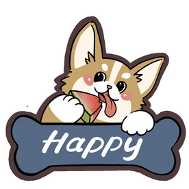 卡通柯基吃西瓜图案