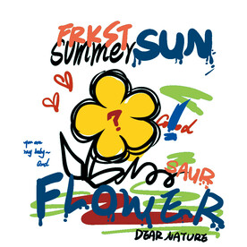 卡通英文花朵图案设计