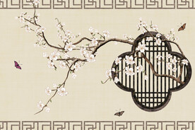 古风素雅古典工笔画背景PSD