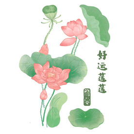 卡通荷花图案设计