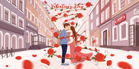 情人节插画浪漫玫瑰