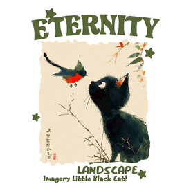 卡通初遇猫图案