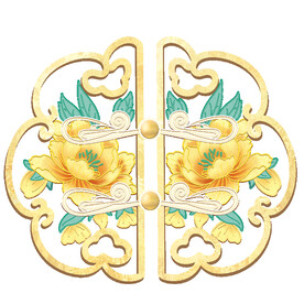 卡通优雅牡丹图案