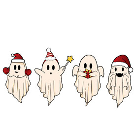 卡通幽灵圣诞图案