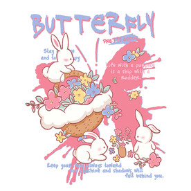 卡通大蝴蝶兔图案
