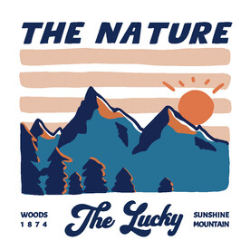 卡通日落山图案