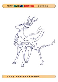 鹿插画矢量线稿