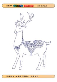 鹿矢量插画线稿