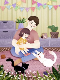 父亲节插画海报