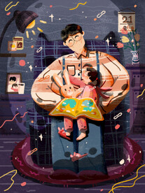 父亲节插画海报