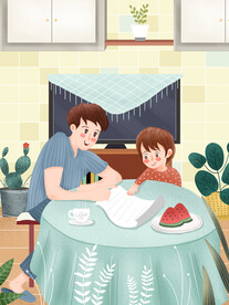 父亲节插画海报