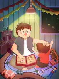 父亲节插画海报