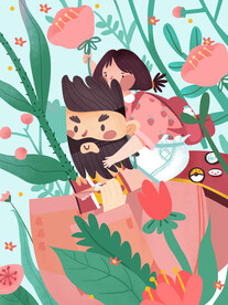 父亲节插画海报