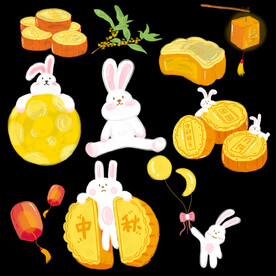 中秋节日海报展板元素