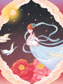 中秋节国潮风插画海报