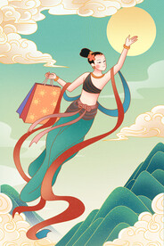 中秋节国潮风插画海报