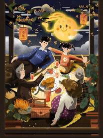 中秋节国潮风海报