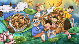 中秋节国潮风插画