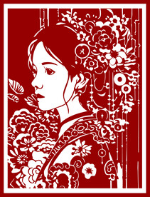 剪纸美女