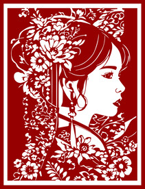 剪纸美女