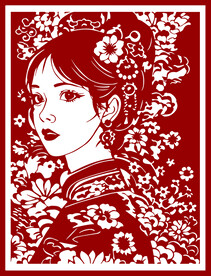 剪纸美女