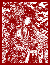 剪纸美女