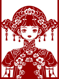 剪纸美女