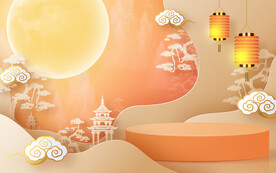 中秋节国潮电商促销背景