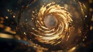 闪亮传奇金色线条金沙粒子飞散