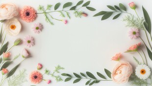 叶片树叶的边框水彩画风格插画