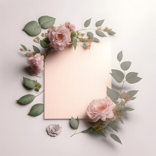 叶片树叶的边框水彩画风格插画