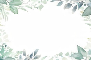 叶片树叶的边框水彩画风格插画