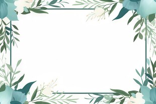 叶片树叶的边框水彩画风格插画