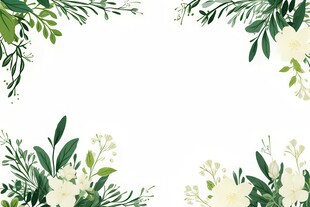 叶片树叶的边框水彩画风格插画