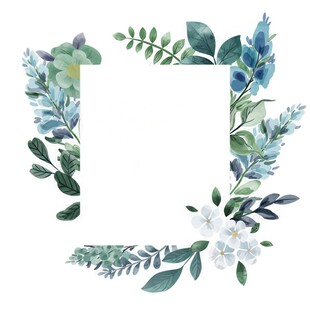 叶片树叶的边框水彩画风格插画