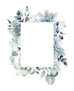 叶片树叶的边框水彩画风格插画