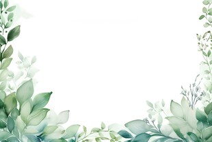 叶片树叶的边框水彩画风格插画