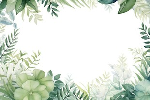 叶片树叶的边框水彩画风格插画