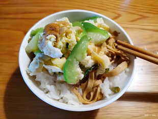 丝瓜炒蛋饭