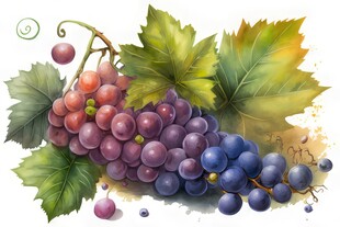 紫色葡萄叶子藤蔓植物写真素材