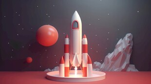 C4D航空火箭发射3d效果图