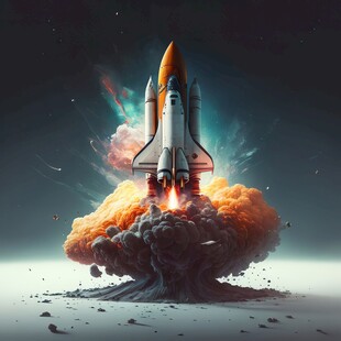 C4D航空火箭发射3d效果图