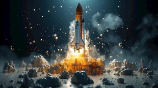 C4D航空火箭发射3d效果图