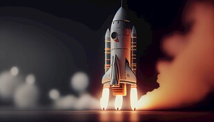 C4D航空火箭发射3d效果图